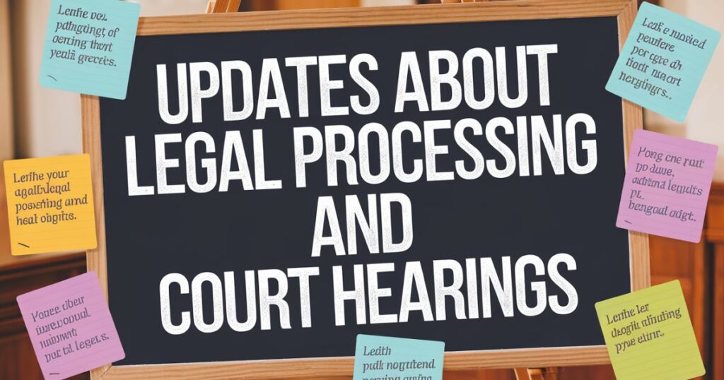 Updates about legal processing and court hearings